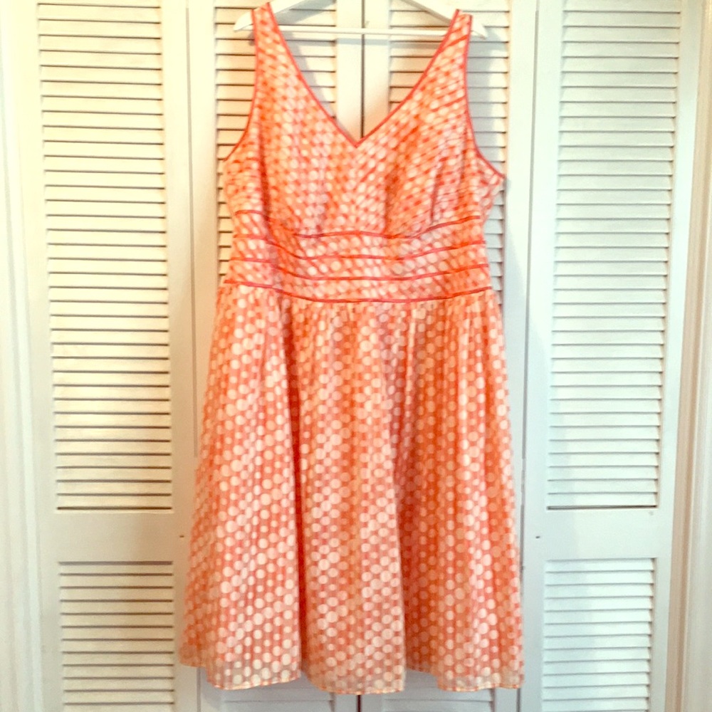 Robbie Bee Orange Polka Dot Fit & Flare Dress